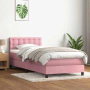 vidaXL Ramsäng med madrass rosa 100x210 cm sammet