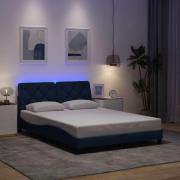 vidaXL Bed Frame with LED without Mattress Blue 140x200 cm Fabric