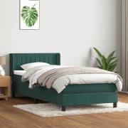 vidaXL Ramsäng med madrass mörkgrön 90x210 cm sammet