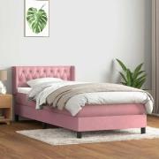 vidaXL Ramsäng med madrass rosa 100x220 cm sammet