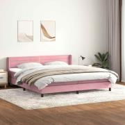 vidaXL Ramsäng med madrass rosa 200x210 cm sammet