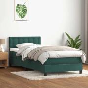 vidaXL Ramsäng med madrass mörkgrön 90x220 cm sammet