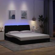 vidaXL Sängram med LED utan madrass svart 180x200 cm tyg
