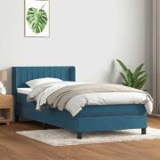 vidaXL Ramsäng med madrass mörkblå 100x210 cm sammet