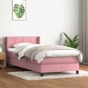 vidaXL Ramsäng med madrass rosa 100x220 cm sammet