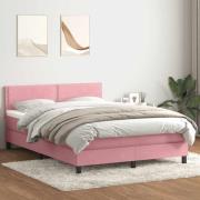 vidaXL Ramsäng med madrass rosa 140x220 cm sammet