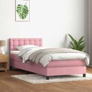 vidaXL Ramsäng med madrass rosa 80x220 cm sammet