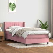 vidaXL Ramsäng med madrass rosa 100x220 cm sammet