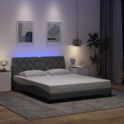 vidaXL Bed Frame with LED without Mattress Light Grey 160x200 cm Fabri...
