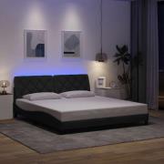 vidaXL Sängram med LED utan madrass mörkgrå 180x200 cm tyg
