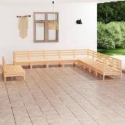 vidaXL Loungegrupp för trädgården 11 delar massiv furu