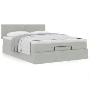 vidaXL Ottoman sängram med madrass ljusgrå 140x200 cm sammet