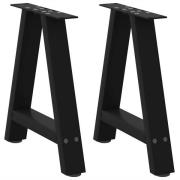 vidaXL Soffbordsben A-formade 2 st svarta 50x(42-43) cm stål