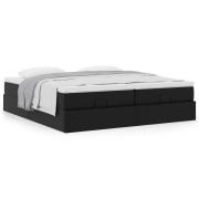 vidaXL Ottoman sängram med madrasser svart 180x200 cm konstläder