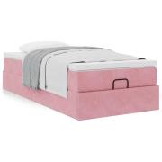 vidaXL Ottoman sängram med madrass rosa 90x200 cm sammet