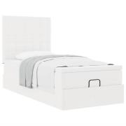vidaXL Ottoman säng med madrass vit 100x200 cm konstläder