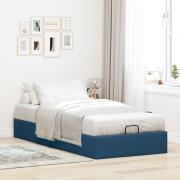 vidaXL Ottoman sängram utan madrass blå 90x200 cm tyg