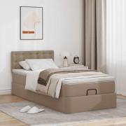 vidaXL Ottoman säng med madrass cappuccino 100x200 cm konstläder