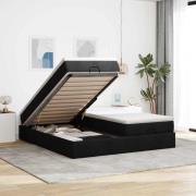 vidaXL Ottoman sängram med madrasser svart 200x200 cm tyg