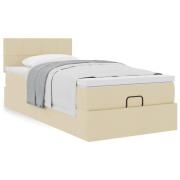 vidaXL Ottoman säng med madrass gräddvit 90x200 cm tyg