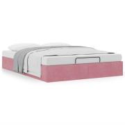 vidaXL Ottoman sängram utan madrass rosa 140x190 cm sammet