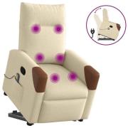 vidaXL Massagefåtölj med uppresningshjälp gräddvit tyg