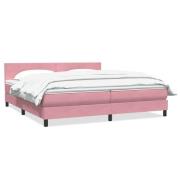 vidaXL Resårsäng med madrass rosa 180x220 cm sammet