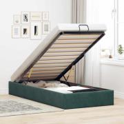 vidaXL Ottoman sängram utan madrass mörkgrön 100x200 cm sammet