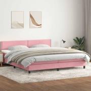 vidaXL Resårsäng med madrass rosa 180x220 cm sammet