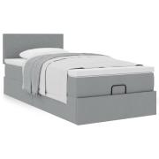 vidaXL Ottoman säng med madrass ljusgrå 90x200 cm tyg