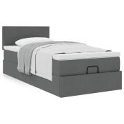 vidaXL Ottoman sängram med madrass mörkgrå 100x200 cm tyg