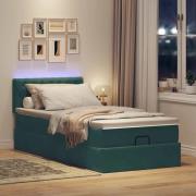 vidaXL Ottoman sängram med madrass mörkgrön 100x200 cm sammet