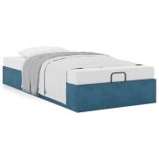 vidaXL Ottoman sängram utan madrass mörkblå 90x200 cm sammet