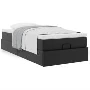 vidaXL Ottoman sängram med madrass svart 80x200 cm konstläder