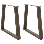 vidaXL Matbordsben V-formade 2 st naturstål 80x(72-73,3) cm stål