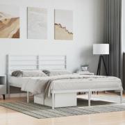vidaXL Sängram med huvudgavel metall vit 140x200 cm