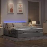 vidaXL Ottoman sängram med madrasser taupe 200x200 cm tyg