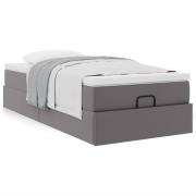 vidaXL Ottoman sängram med madrass grå 100x200 cm konstläder