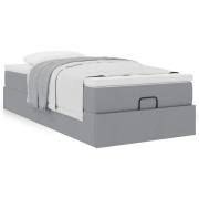 vidaXL Ottoman sängram med madrass ljusgrå 100x200 cm tyg
