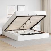 vidaXL Ottoman sängram med madrass vit 160x200 cm konstläder