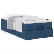 vidaXL Ottoman sängram med madrass blå 100x200 cm tyg