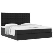 vidaXL Ottoman sängram med madrasser svart 200x200 cm konstläder