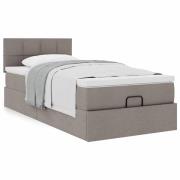 vidaXL Ottoman säng med madrass taupe 100x200 cm tyg