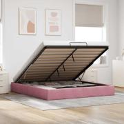 vidaXL Ottoman sängram utan madrass rosa 200x200 cm sammet