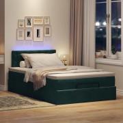 vidaXL Ottoman sängram med madrass mörkgrön 120x200 cm sammet