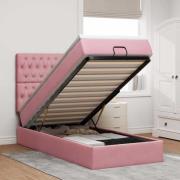 vidaXL Ottoman sängram med madrasser rosa 100x200 cm sammet
