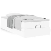 vidaXL Ottoman sängram med madrass vit 100x200 cm konstläder