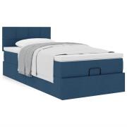 vidaXL Ottoman säng med madrass blå 100x200 cm tyg
