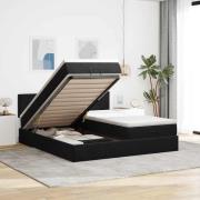 vidaXL Ottoman sängram med madrasser svart 200x200 cm sammet