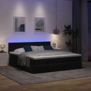 vidaXL Ottoman sängram med madrasser svart 200x200 cm sammet